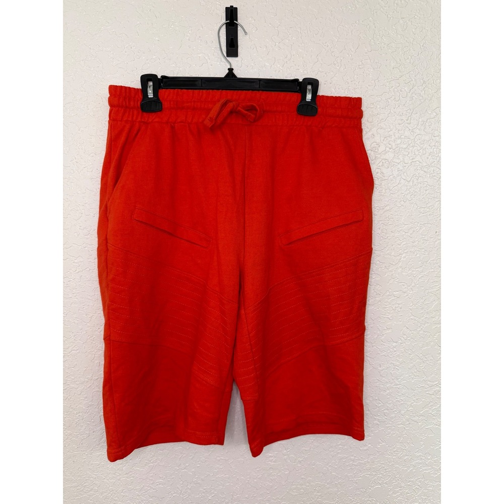 Fly Society Mens Red Moto Sweats Shorts Elastic Waist Drawstring Size Large